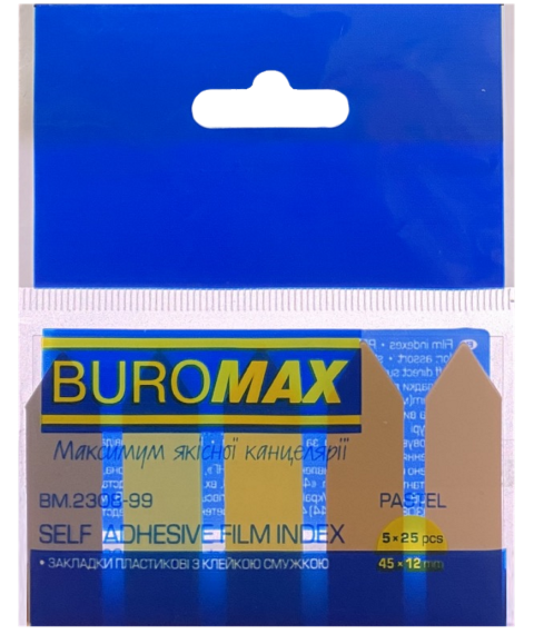 Notițe adezive din plastic SAGEATA, 5 cul. x 25 foi, 5x12x44 mm BUROMAX